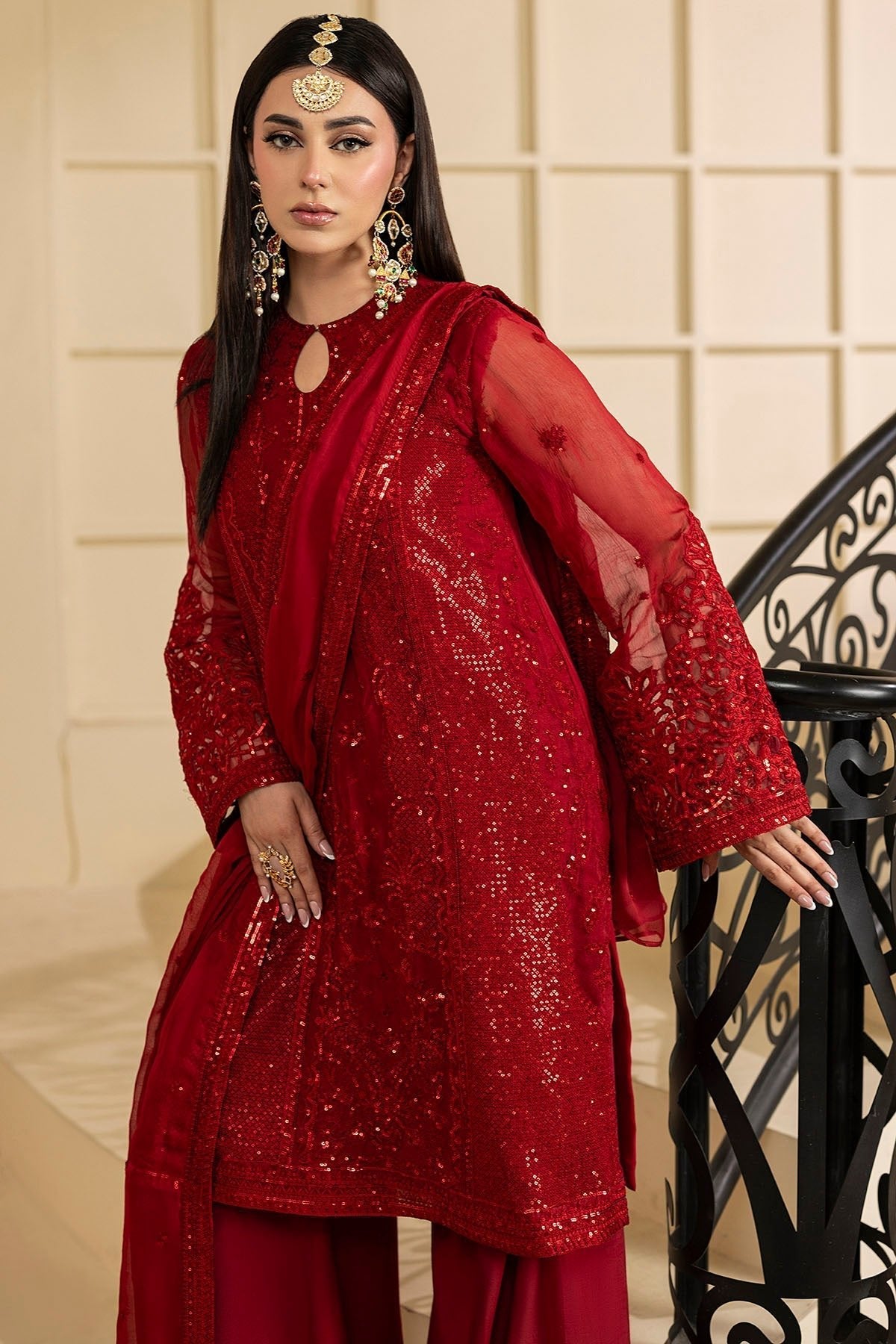 Motifz | Luxury Formal | 5133 - ARIA - is Red dress from Motifz - Ladies Clothes - Maria Faisal