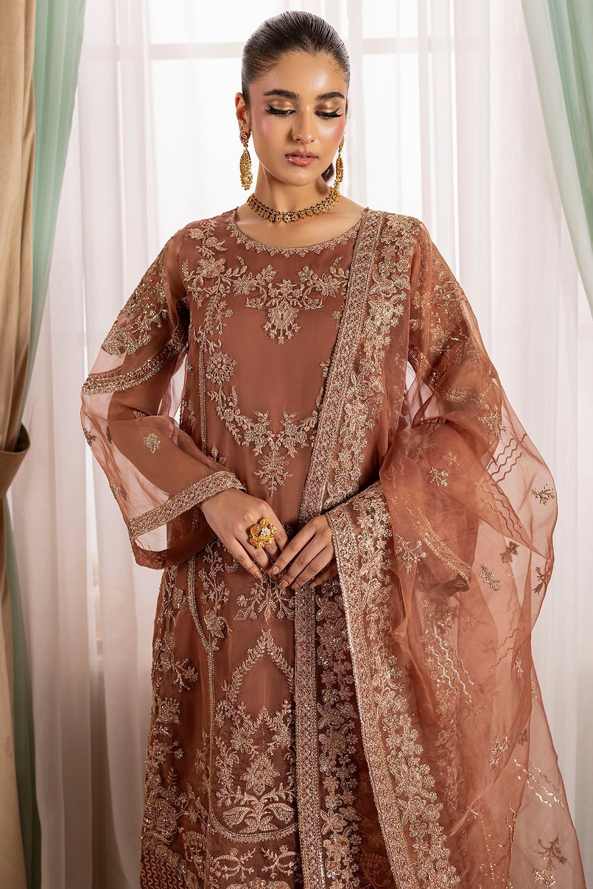 Motifz | Luxury Formal | 5136 - JOURNEE - is Peach dress from Motifz - Ladies Clothes - Maria Faisal