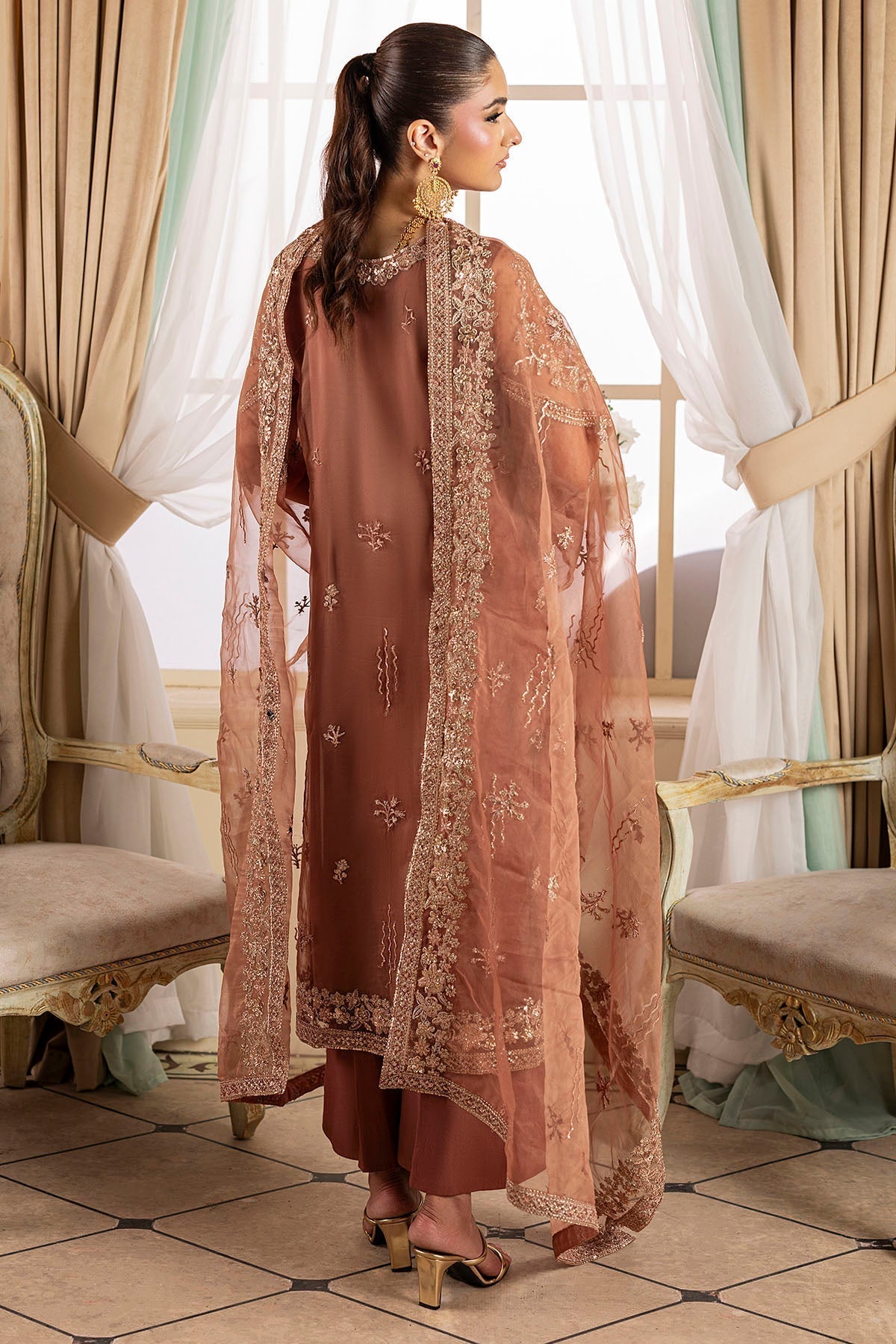 Motifz | Luxury Formal | 5136 - JOURNEE - is Peach dress from Motifz - Ladies Clothes - Maria Faisal