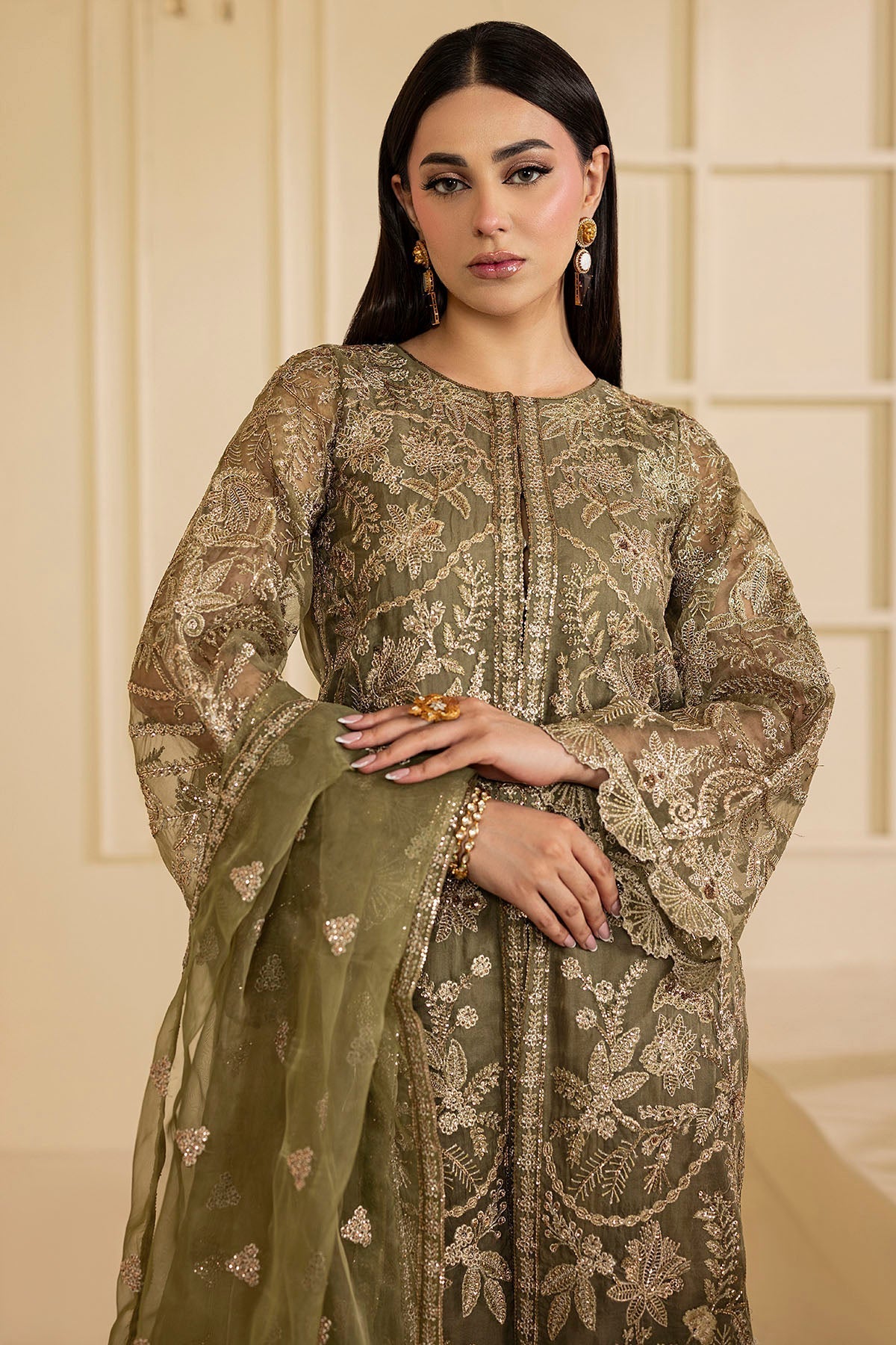 Motifz | Luxury Formal | 5137 - GREEN - is Green dress from Motifz - Ladies Clothes - Maria Faisal