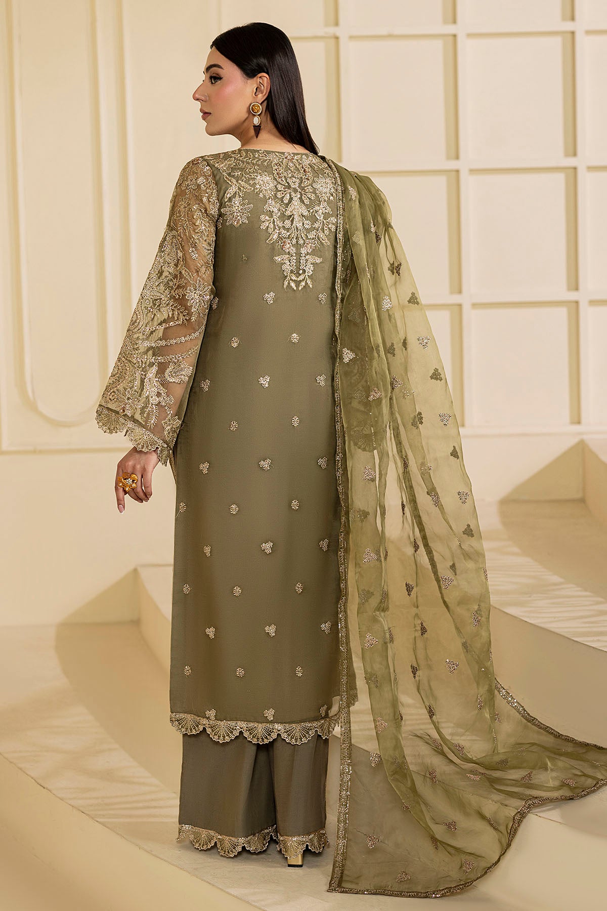 Motifz | Luxury Formal | 5137 - GREEN - is Green dress from Motifz - Ladies Clothes - Maria Faisal