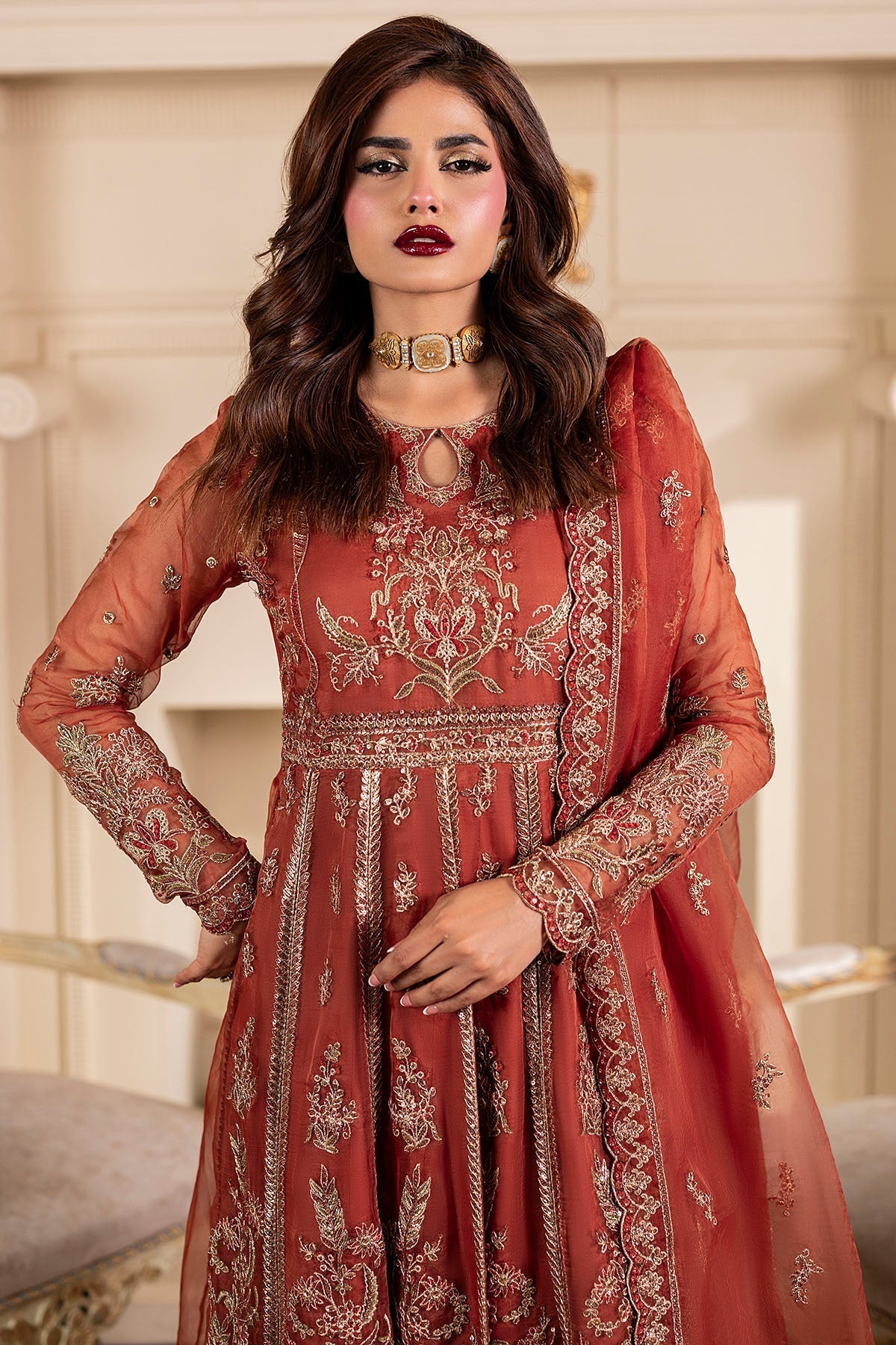 Motifz | Luxury Formal | 5139 - BRANDY - is Pink dress from Motifz - Ladies Clothes - Maria Faisal