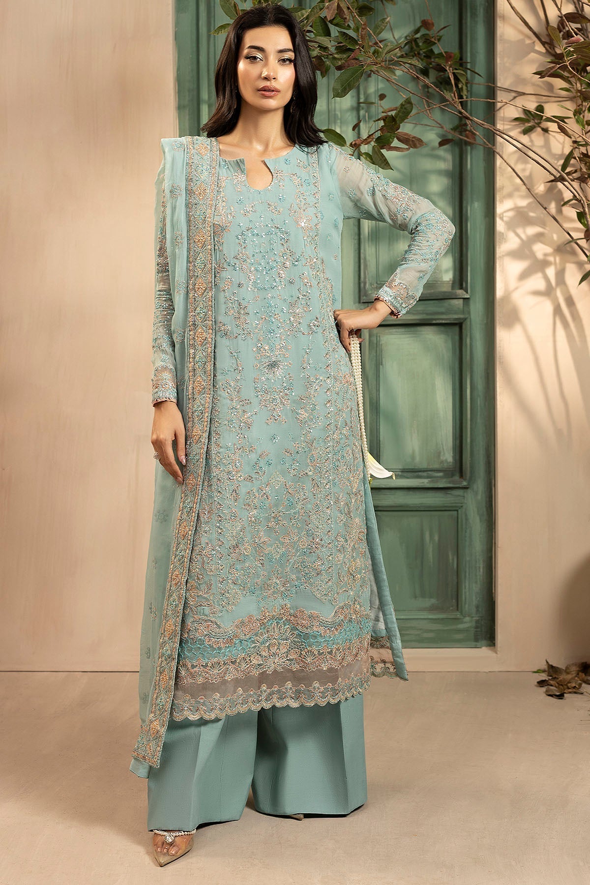 Motifz | Luxury Formal | 5574 - FLORA - is Ferozi dress from Motifz - Ladies Clothes - Maria Faisal