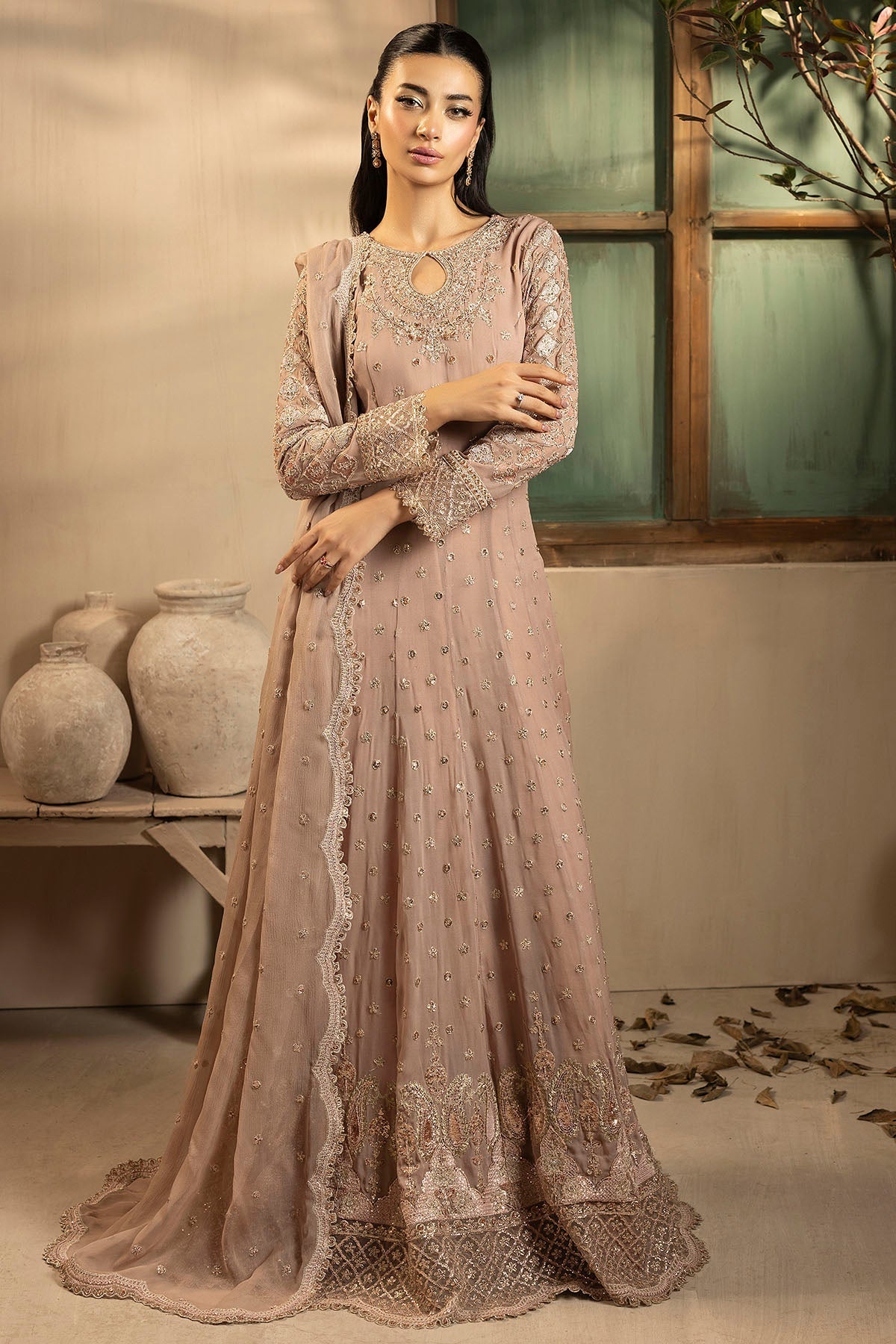 Motifz | Luxury Formal | 5575 - LILLIA - is Brown dress from Motifz - Ladies Clothes - Maria Faisal