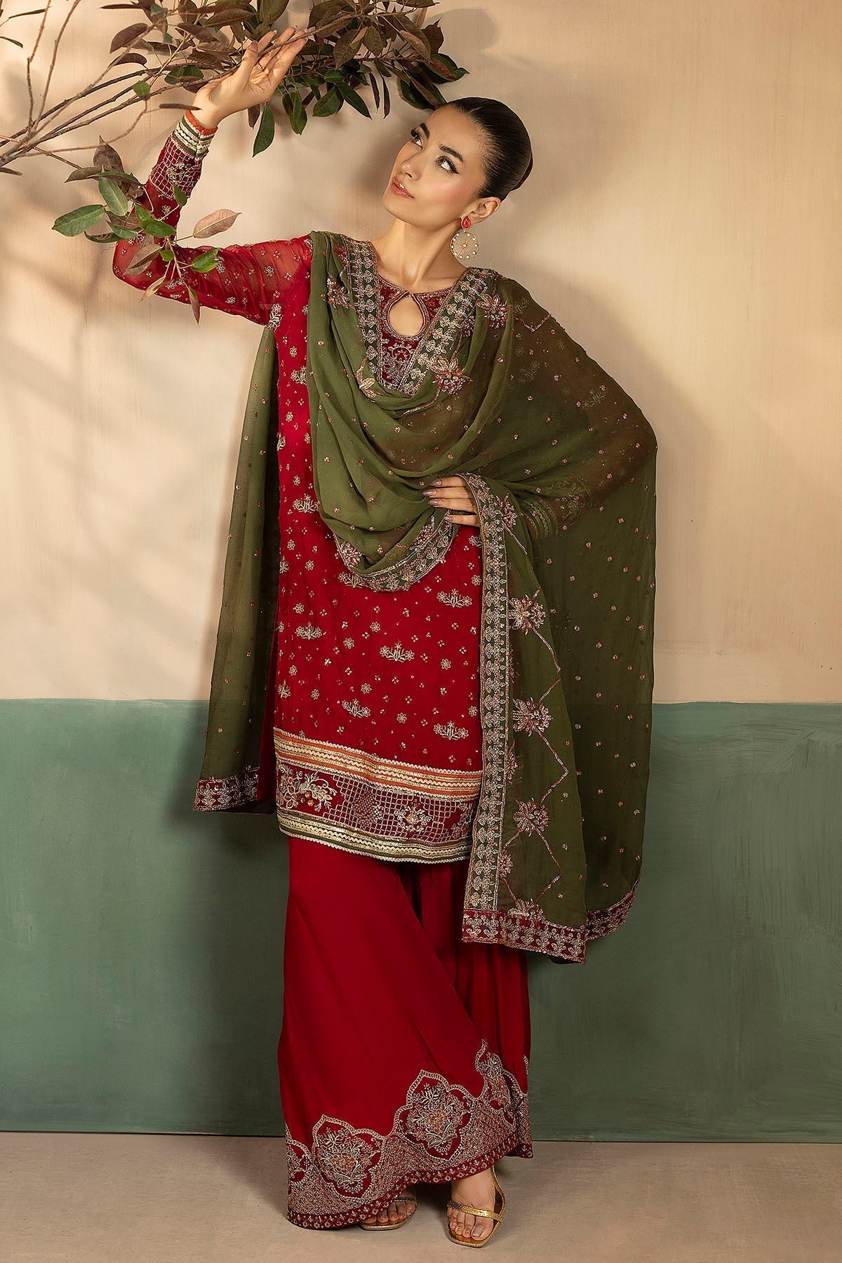 Motifz | Luxury Formal | 5582 - JENNA - is Red dress from Motifz - Ladies Clothes - Maria Faisal