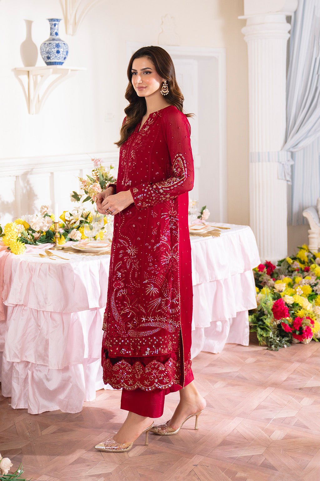 Neeshay | Dastaan Formals 25 | Gulzaib - is Deep Red dress from Neeshay - Ladies Clothes - Maria Faisal
