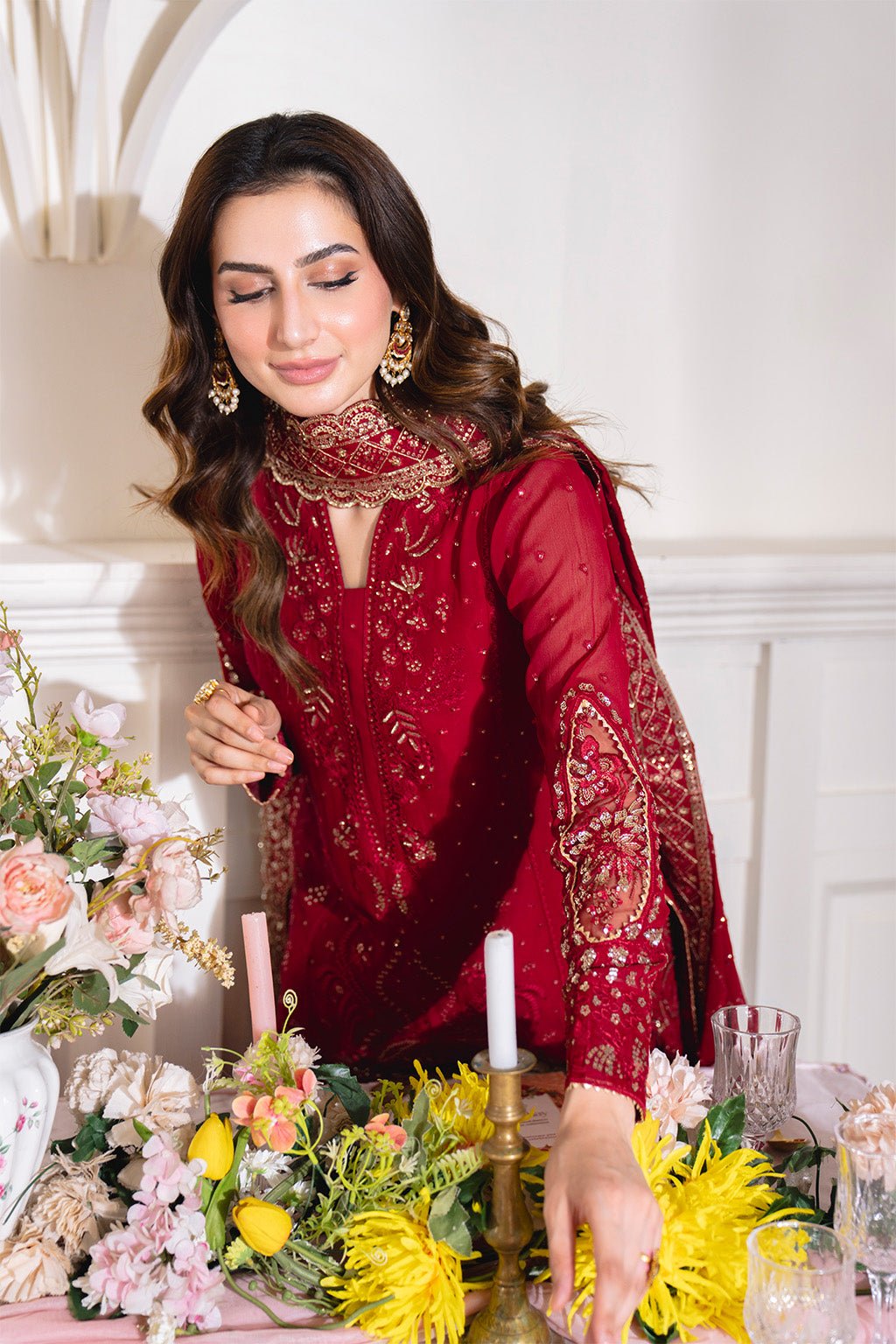 Neeshay | Dastaan Formals 25 | Gulzaib - is Deep Red dress from Neeshay - Ladies Clothes - Maria Faisal