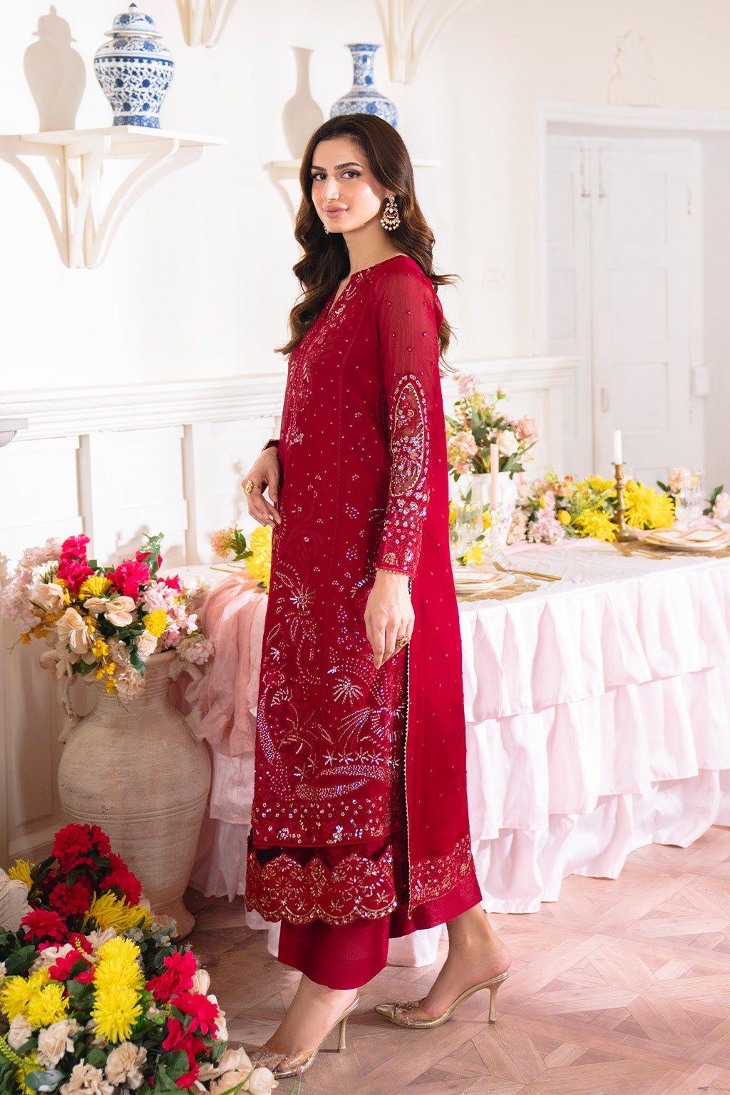 Neeshay | Dastaan Formals 25 | Gulzaib - is Deep Red dress from Neeshay - Ladies Clothes - Maria Faisal