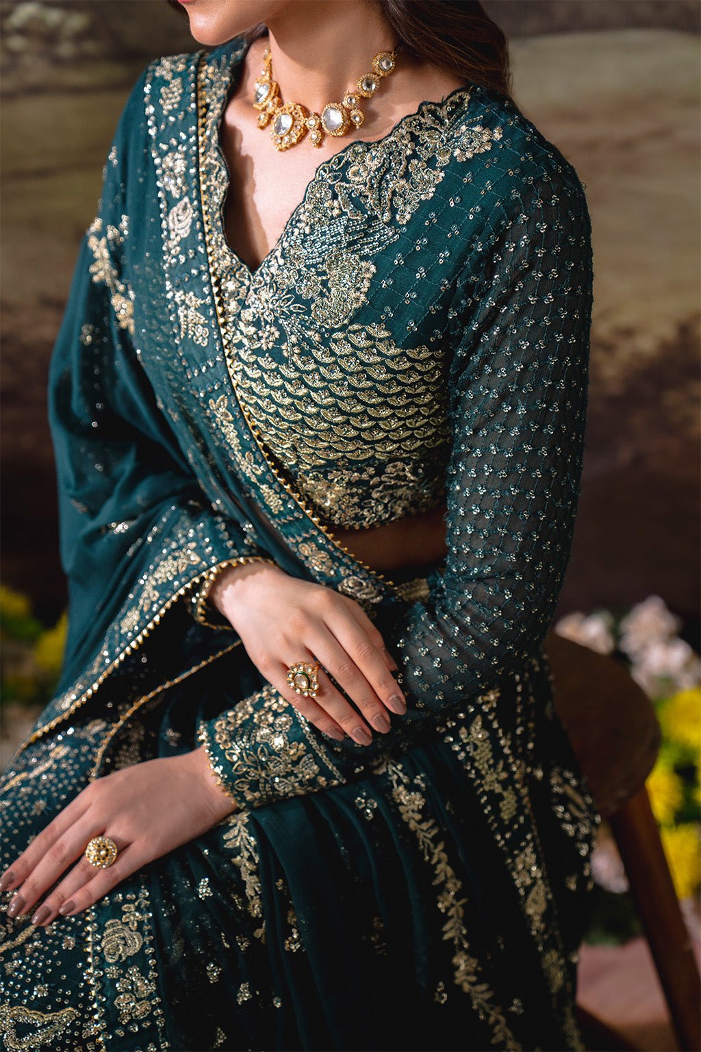 Neeshay | Dastaan Formals 25 | Shahnoor - is Mineral Green dress from Neeshay - Ladies Clothes - Maria Faisal