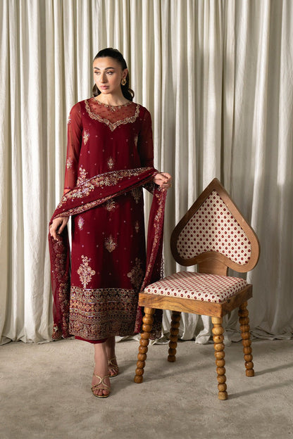 Neeshay | Ready to Wear Chiffon | RTW - CHFN - 05 Red - is Red dress from Neeshay - Ladies Clothes - Maria Faisal