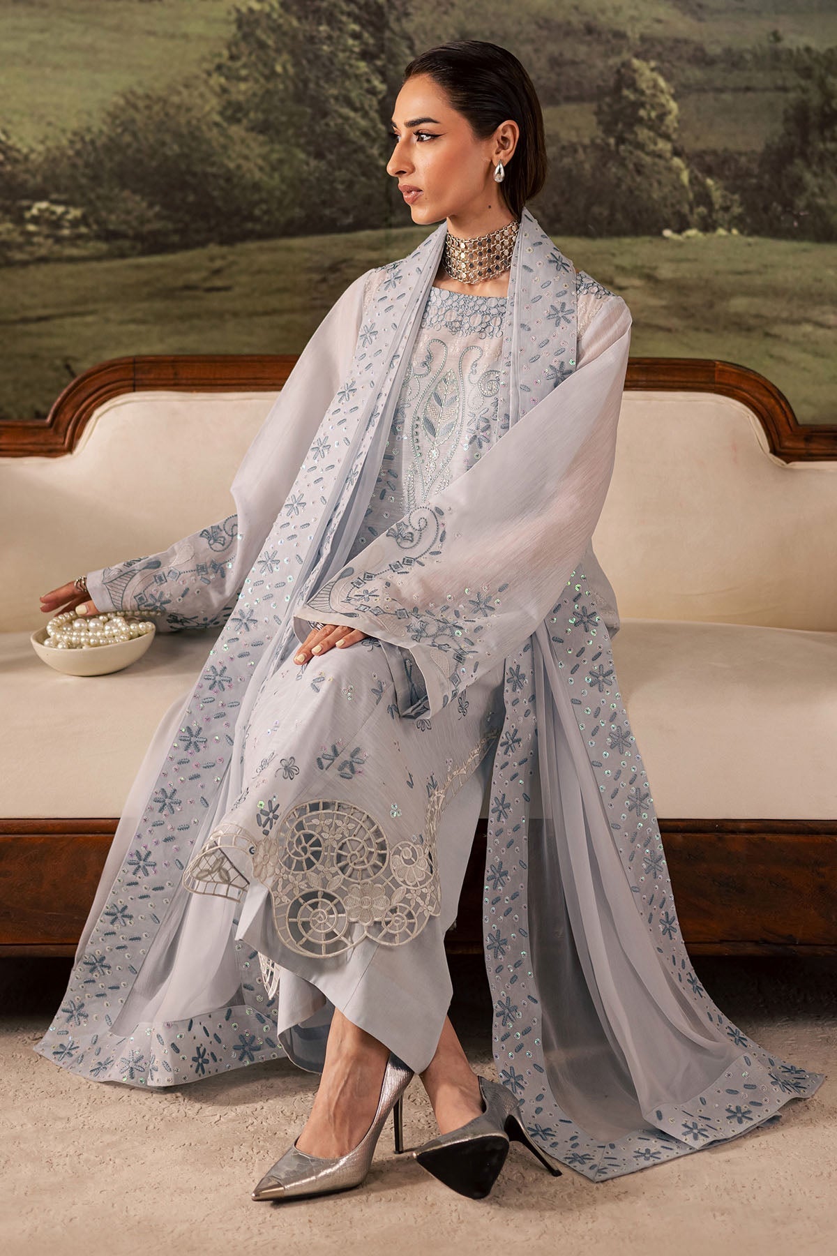 Nureh | Shades of Winter | NP-668 - Casual Dress - available at Maria Faisal in UK and USA.