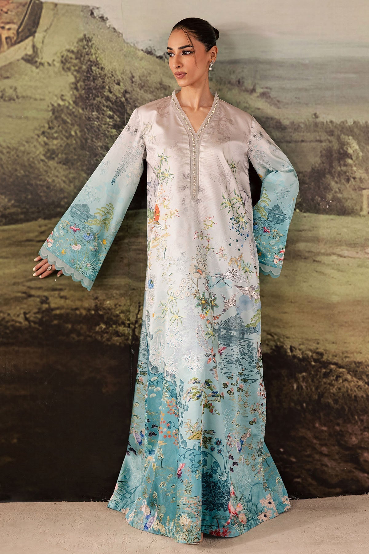 Nureh | Shades of Winter | NP-672 - Casual Dress - available at Maria Faisal in UK and USA.