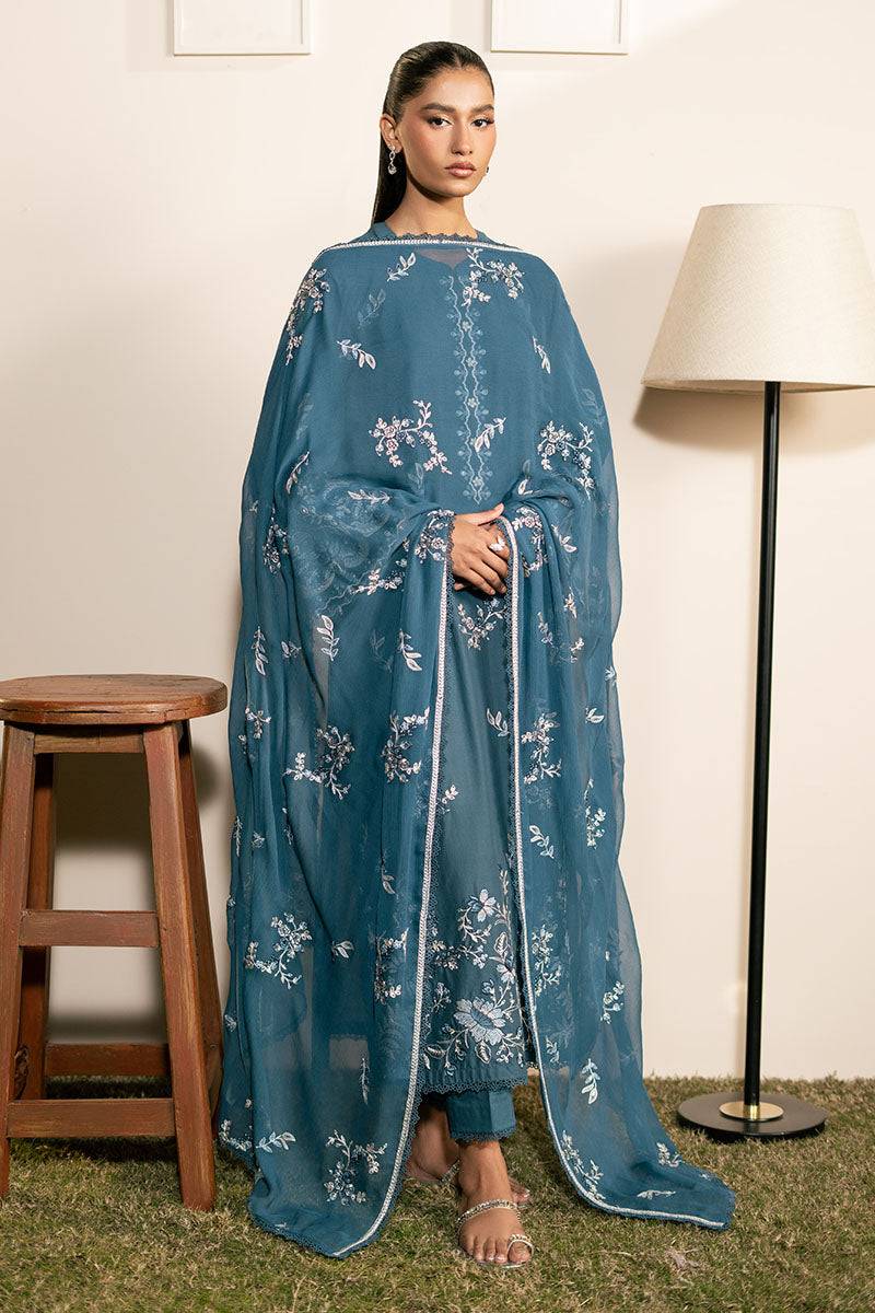 Cross Stitch | Mahiri Lawn 25 | TEAL SERENITY by Maria Faisal - Registered Vendor of : Cross Stitch - type : Ladies Clothes - 100% original wedding dresses