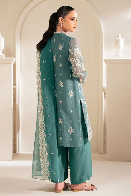 Cross Stitch | SS-25 RTS TO RTW EMB Chiffon ENG EDIT-2 | NORTH SEA - Luxury Dress - available at Maria Faisal in UK and USA.
