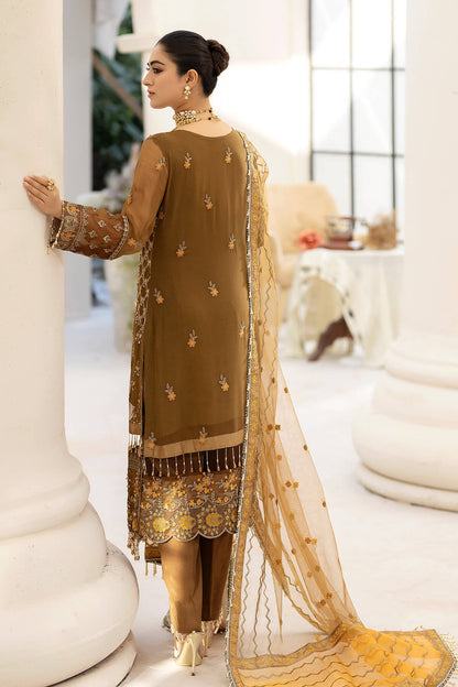 Raeesa Premium | Dehleez Formals | DL-1014 Imperial Brew - Designer Dress with Intricate embroidery and embellishments. Shop elegent wedding dress at Maria Faisal.