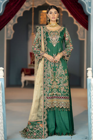 Raeesa Premium | LUXURY COLLECTION 23 | HU-2004 - Designer Dress with Intricate embroidery and embellishments. Shop elegent wedding dress at Maria Faisal.