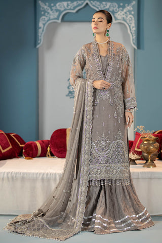 Raeesa Premium | LUXURY COLLECTION 23 |  HU-2008 - Designer Dress with Intricate embroidery and embellishments. Shop elegent wedding dress at Maria Faisal.