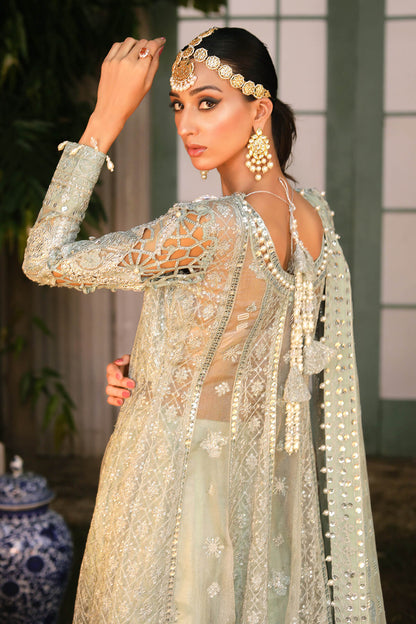 Raeesa Premium | Wajadan Wedding Formals | WD-2 Pea Green - Designer Dress with Intricate embroidery and embellishments. Shop elegent wedding dress at Maria Faisal.
