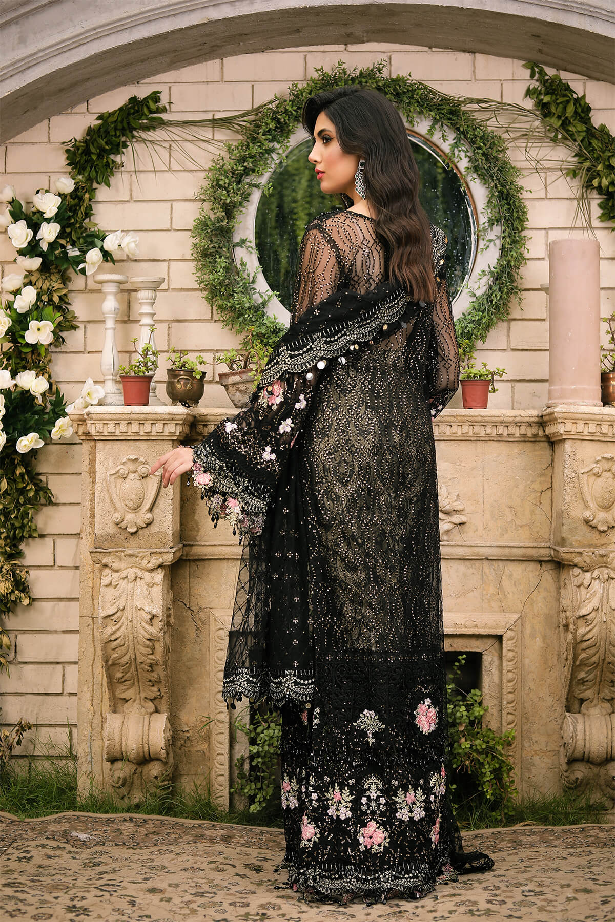 Raeesa Premium | Wajadan Wedding Formals | WD-3 Metal Black - Designer Dress with Intricate embroidery and embellishments. Shop elegent wedding dress at Maria Faisal.