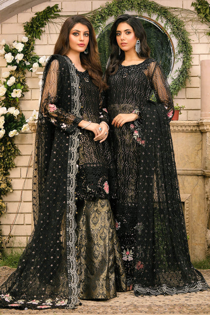 Raeesa Premium | Wajadan Wedding Formals | WD-3 Metal Black - Designer Dress with Intricate embroidery and embellishments. Shop elegent wedding dress at Maria Faisal.