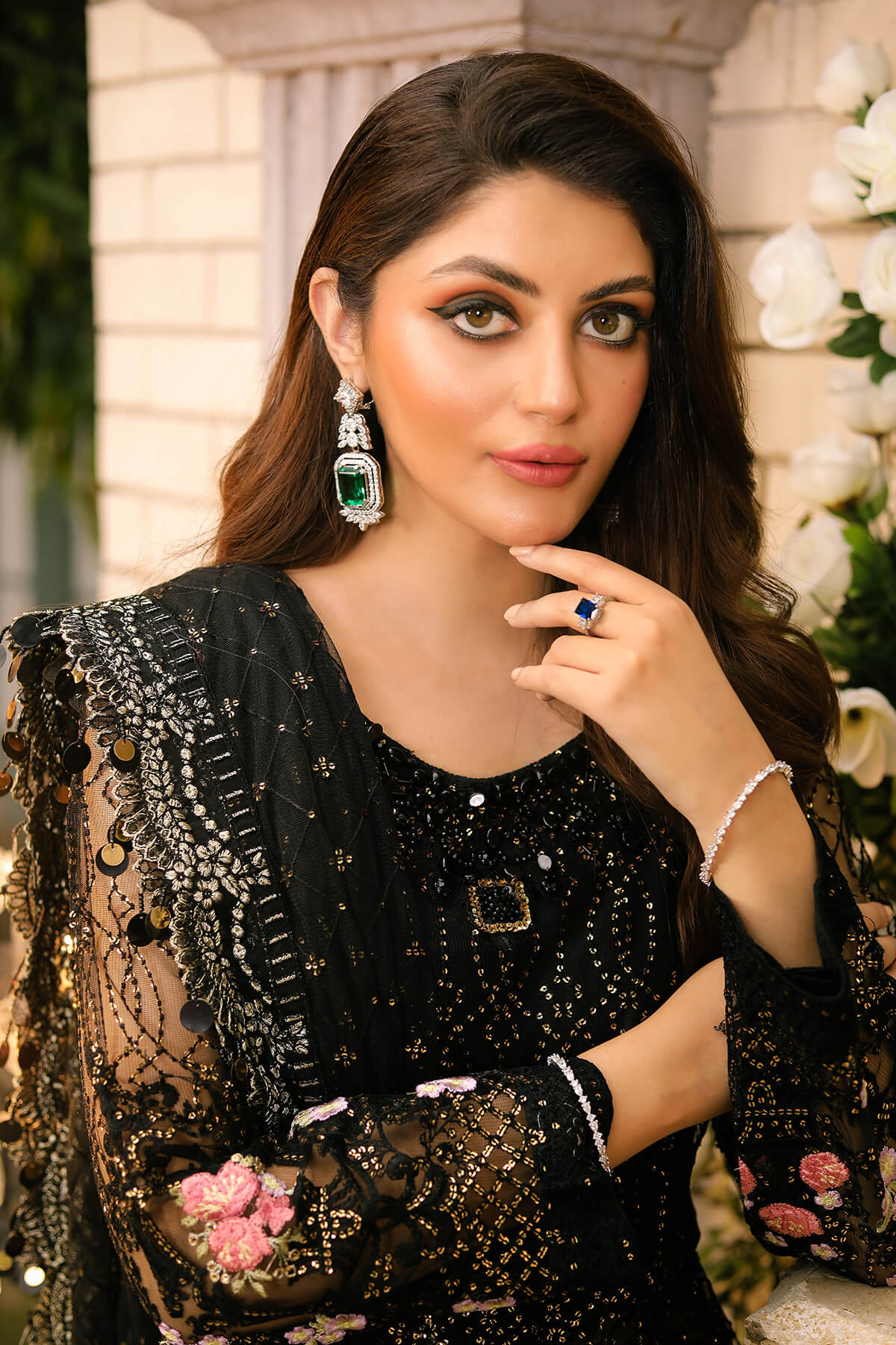 Raeesa Premium | Wajadan Wedding Formals | WD-3 Metal Black - Designer Dress with Intricate embroidery and embellishments. Shop elegent wedding dress at Maria Faisal.