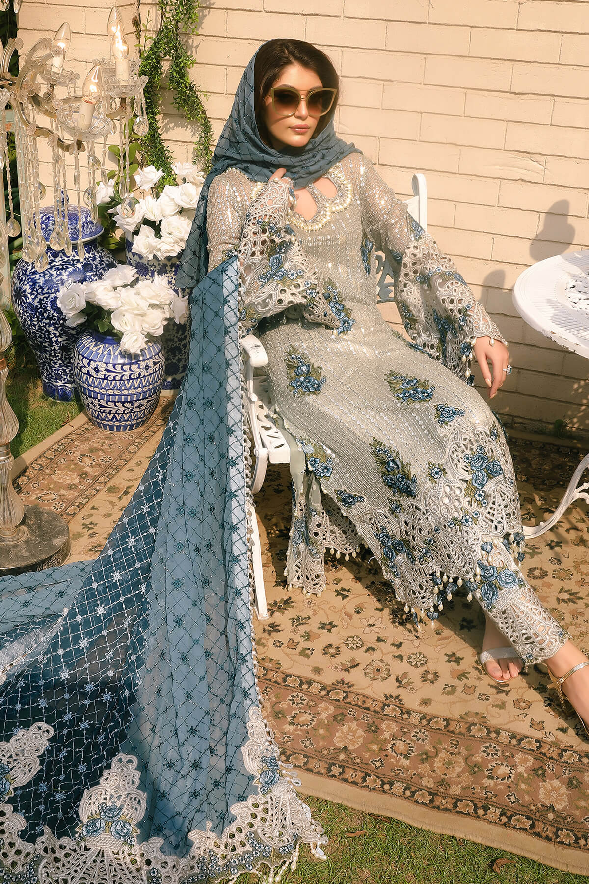 Raeesa Premium | Wajadan Wedding Formals | WD-5 Silver Grey - Designer Dress with Intricate embroidery and embellishments. Shop elegent wedding dress at Maria Faisal.