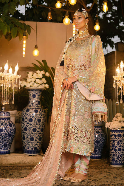 Raeesa Premium | Wajadan Wedding Formals | WD-6 Powder Peach - Designer Dress with Intricate embroidery and embellishments. Shop elegent wedding dress at Maria Faisal.