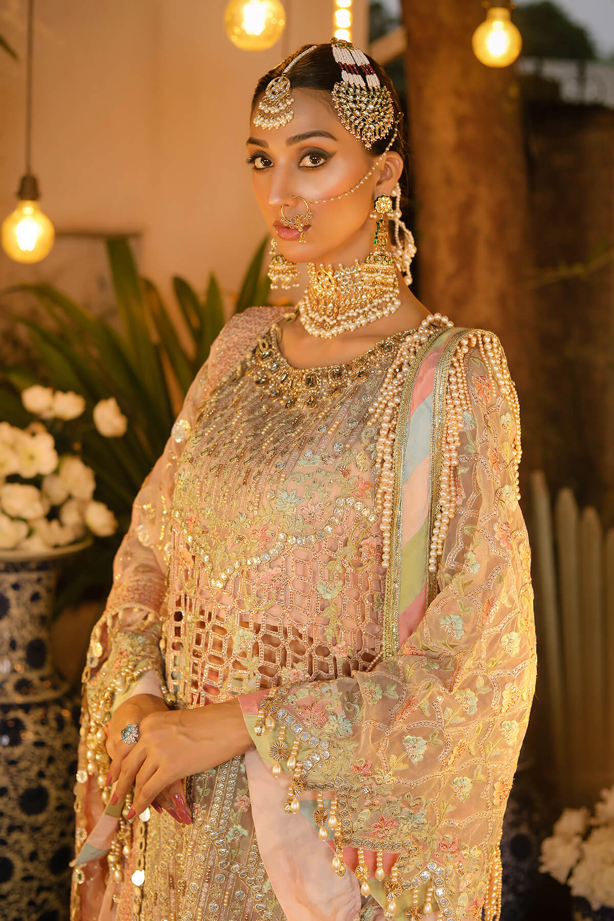 Raeesa Premium | Wajadan Wedding Formals | WD-6 Powder Peach - Designer Dress with Intricate embroidery and embellishments. Shop elegent wedding dress at Maria Faisal.