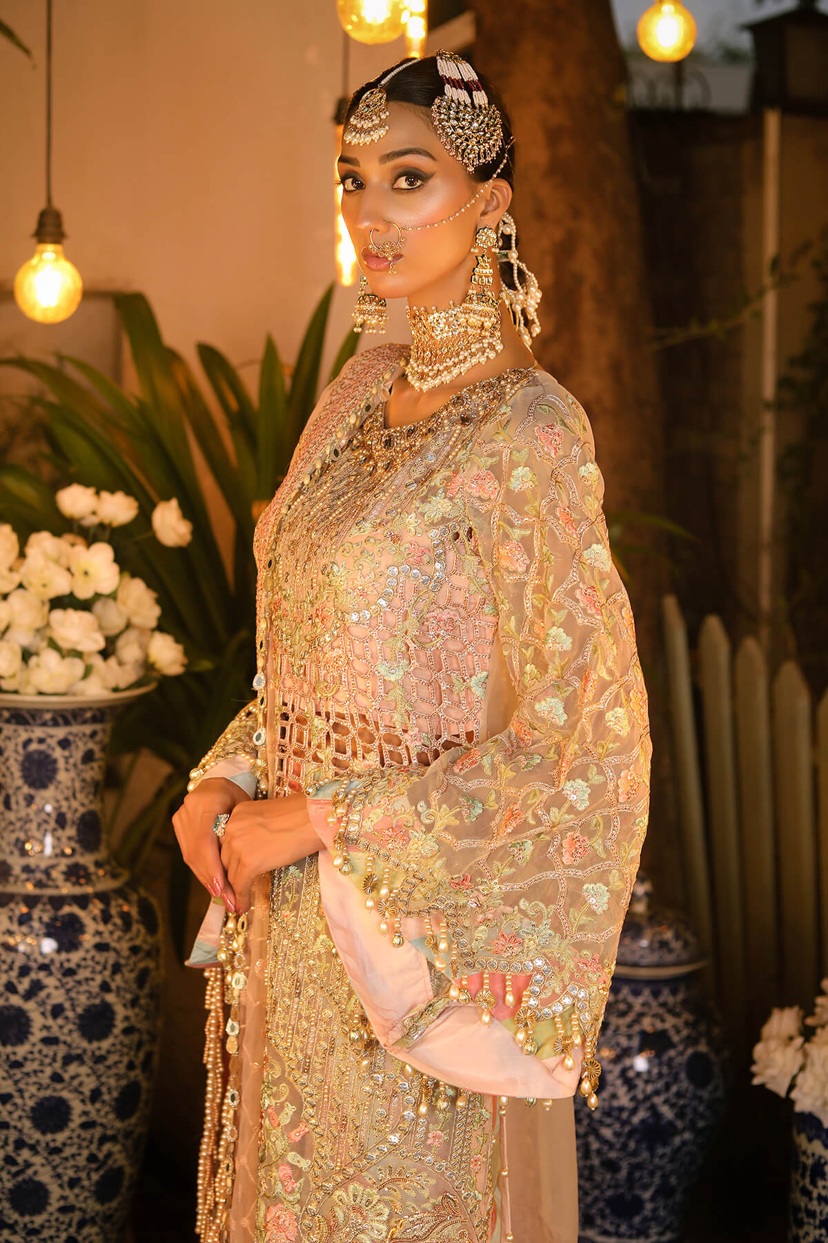 Raeesa Premium | Wajadan Wedding Formals | WD-6 Powder Peach - Designer Dress with Intricate embroidery and embellishments. Shop elegent wedding dress at Maria Faisal.