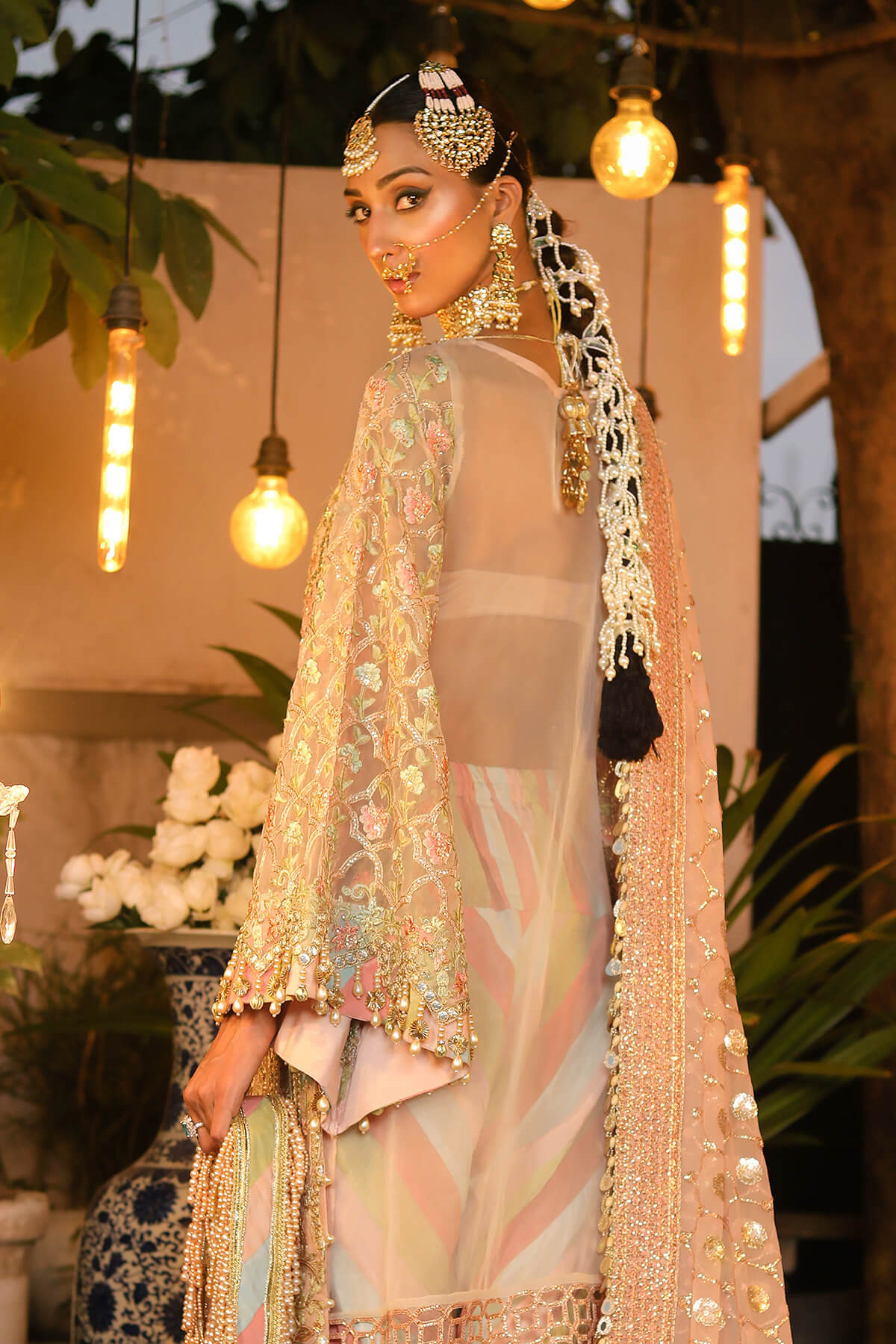 Raeesa Premium | Wajadan Wedding Formals | WD-6 Powder Peach - Designer Dress with Intricate embroidery and embellishments. Shop elegent wedding dress at Maria Faisal.