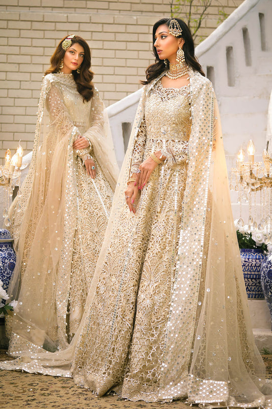 Raeesa Premium | Wajadan Wedding Formals |  WD-1 Pearl White - Designer Dress with Intricate embroidery and embellishments. Shop elegent wedding dress at Maria Faisal.