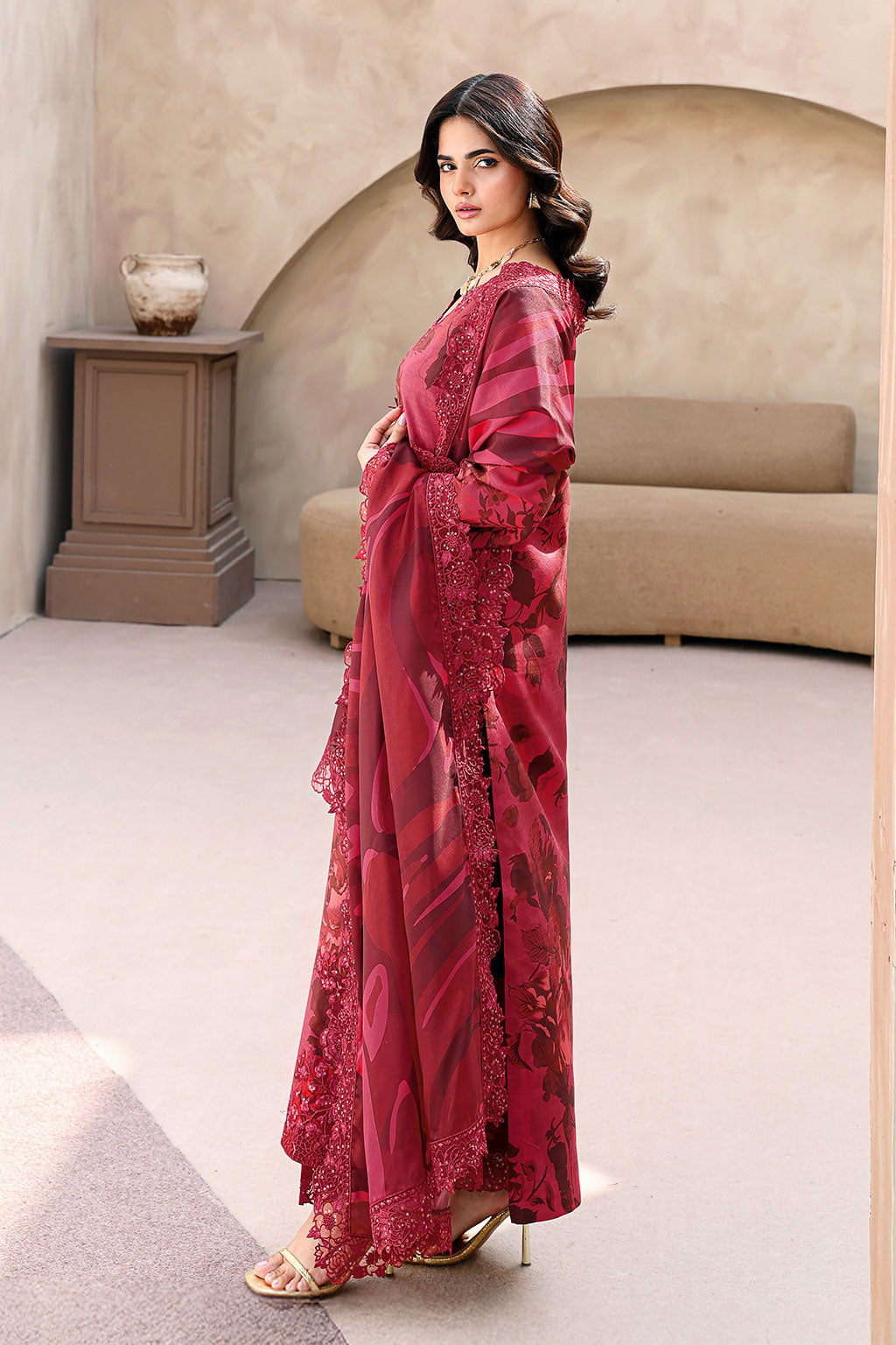 Ramsha | Naqsh Embroidered Rawsilk | RS-04 - Luxury Dress - available at Maria Faisal in UK and USA.