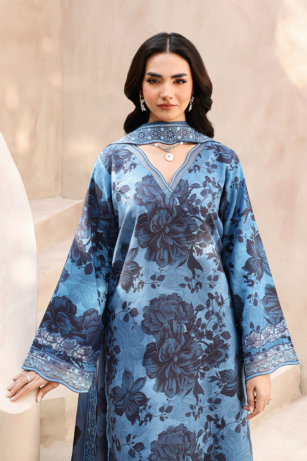 Ramsha | Naqsh Embroidered Rawsilk | RS-05 - Luxury Dress - available at Maria Faisal in UK and USA.