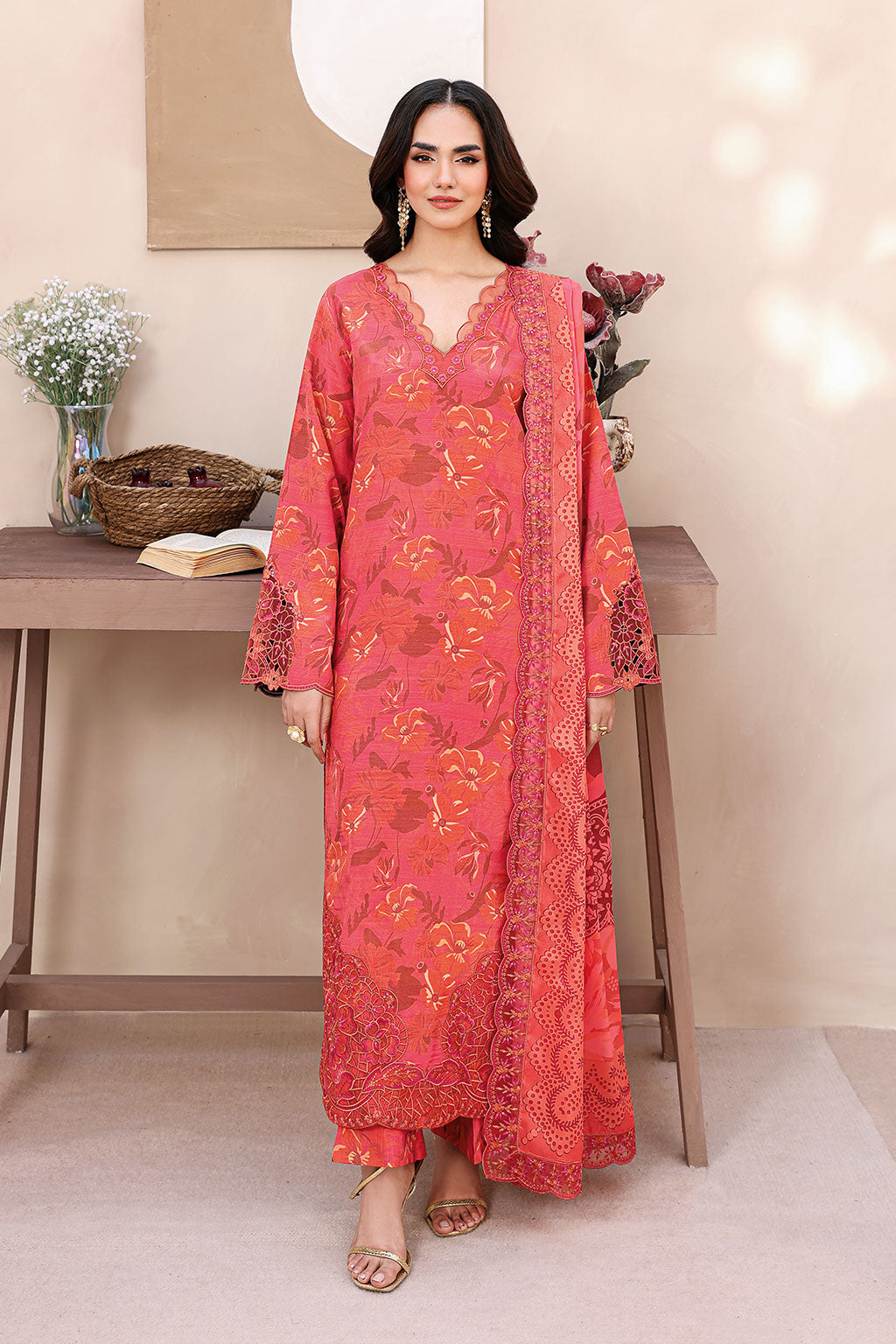 Ramsha | Naqsh Embroidered Rawsilk | RS-06 - Luxury Dress - available at Maria Faisal in UK and USA.