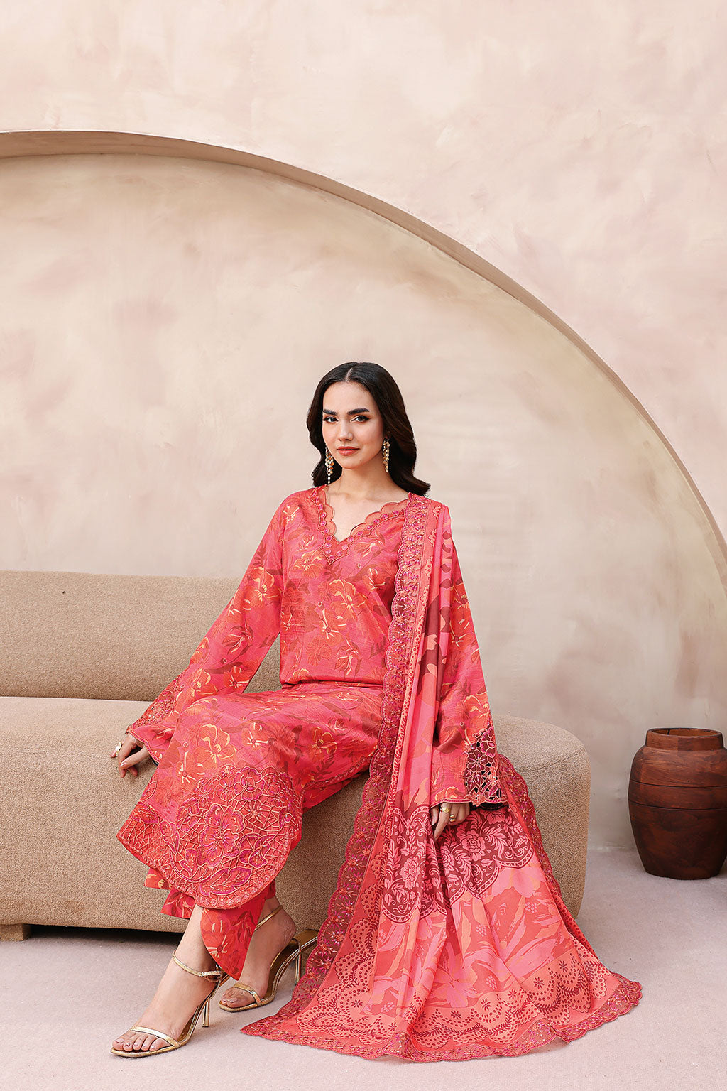 Ramsha | Naqsh Embroidered Rawsilk | RS-06 - Luxury Dress - available at Maria Faisal in UK and USA.