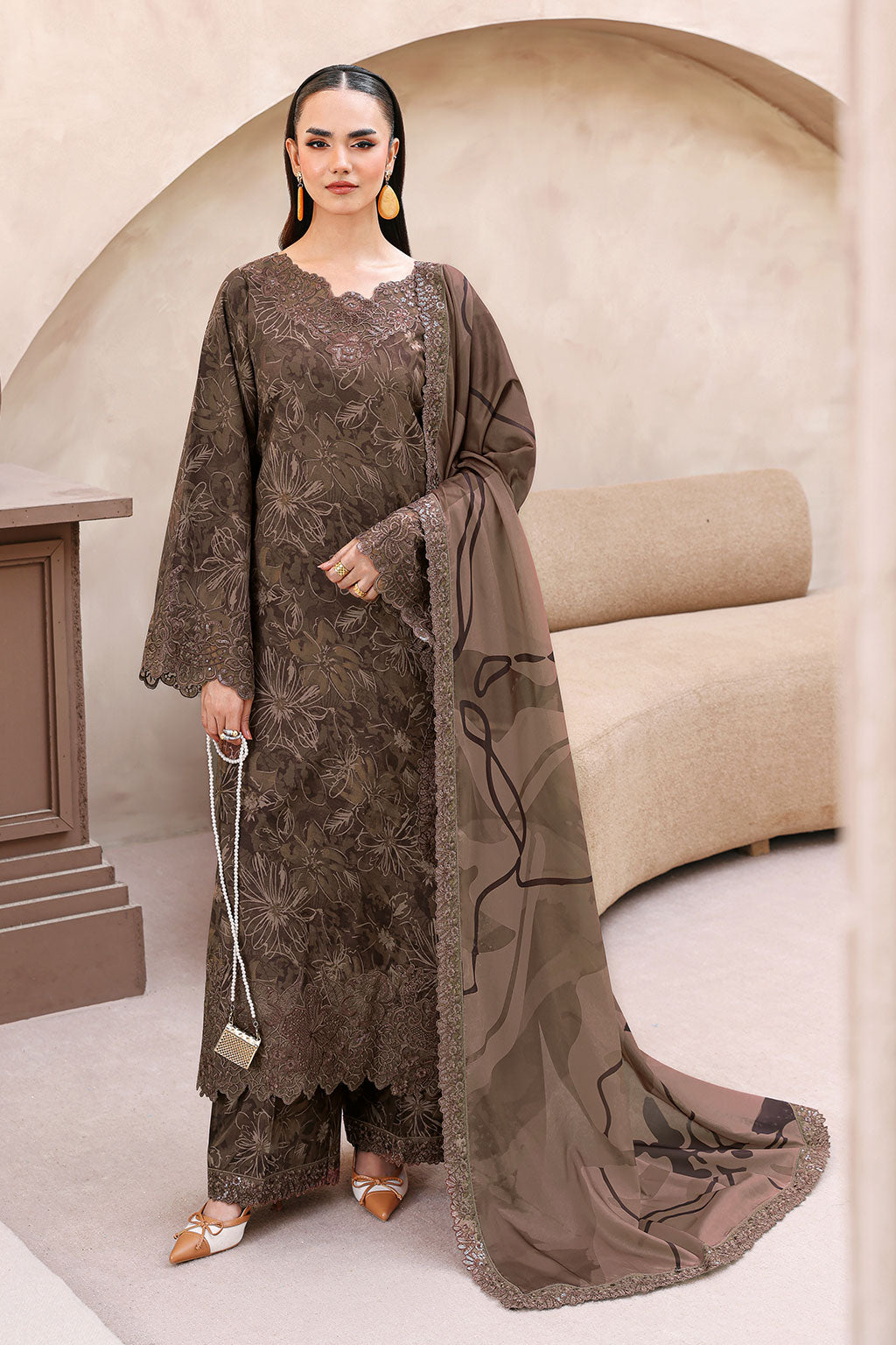 Ramsha | Naqsh Embroidered Rawsilk | RS-08 - Luxury Dress - available at Maria Faisal in UK and USA.