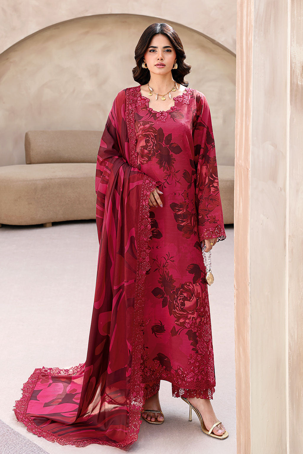 Ramsha | Naqsh Embroidered Rawsilk | RS-04 - Luxury Dress - available at Maria Faisal in UK and USA.