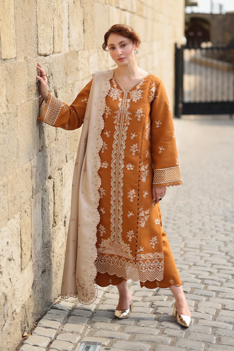 Rangrasiya | Carnation Luxury Shawl Edit | Cappuccino - Casual Wear - available at Maria Faisal in UK and USA