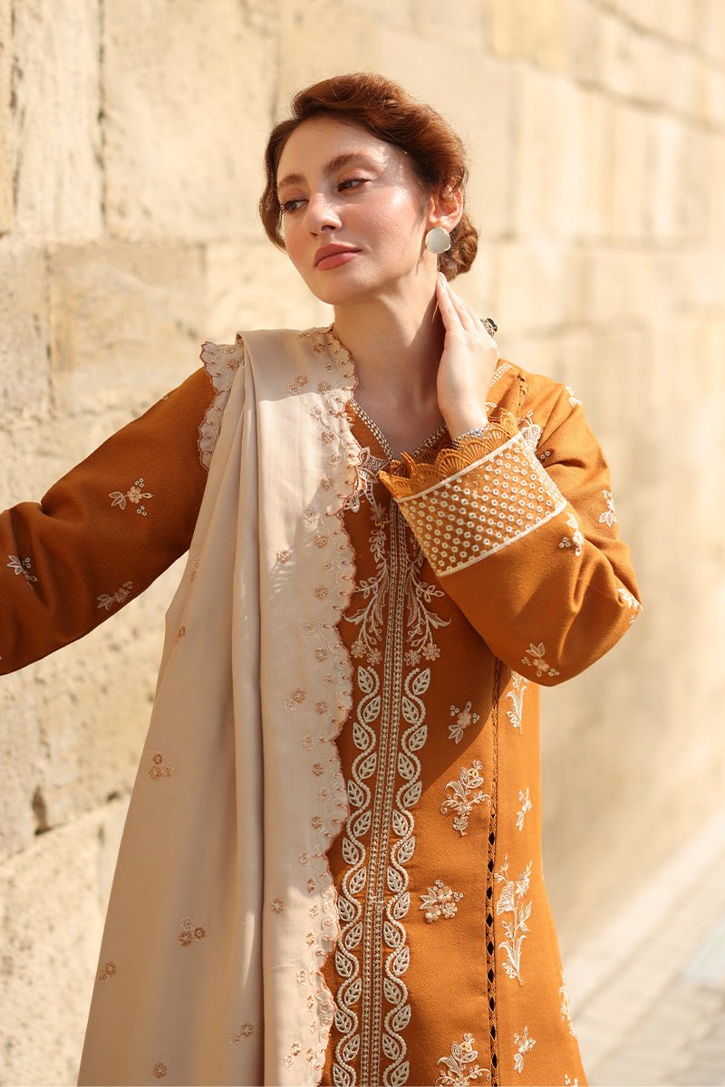 Rangrasiya | Carnation Luxury Shawl Edit | Cappuccino - Casual Wear - available at Maria Faisal in UK and USA