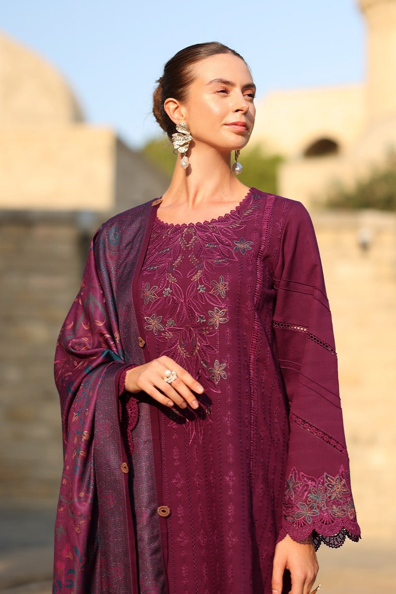 Rangrasiya | Carnation Luxury Shawl Edit | Espresso - Casual Wear - available at Maria Faisal in UK and USA