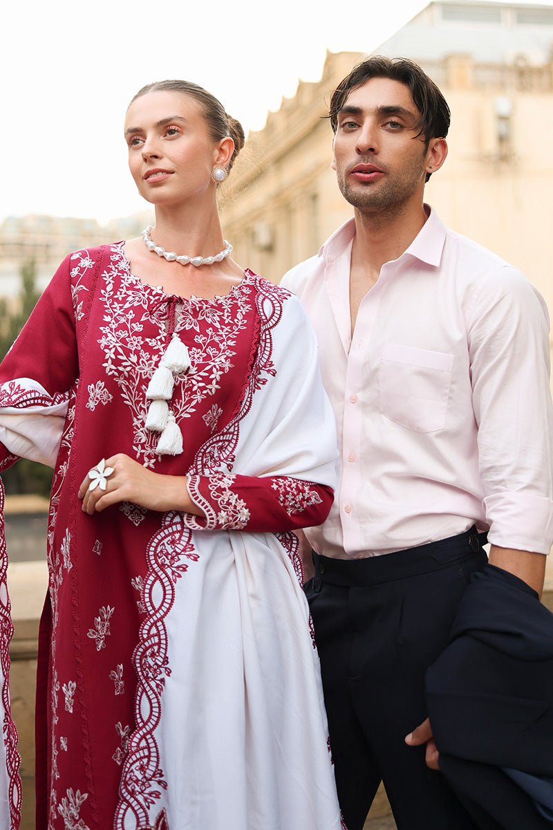 Rangrasiya | Carnation Luxury Shawl Edit | Rose - Casual Wear - available at Maria Faisal in UK and USA