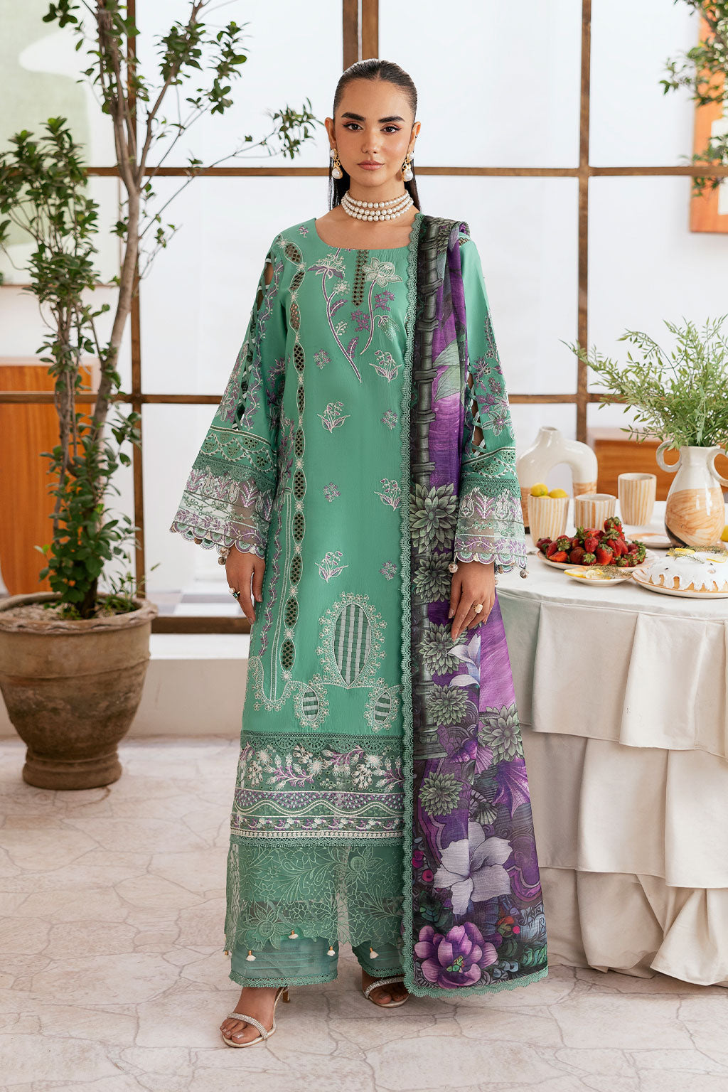 Ramsha | Ghazal Luxury Lawn | G-404 - Luxury Dress - available at Maria Faisal in UK and USA.