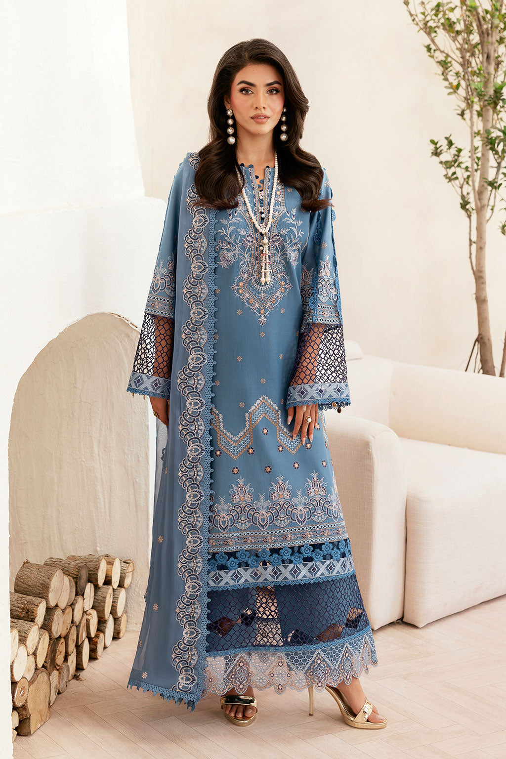 Ramsha | Ghazal Luxury Lawn | G-407 - Luxury Dress - available at Maria Faisal in UK and USA.