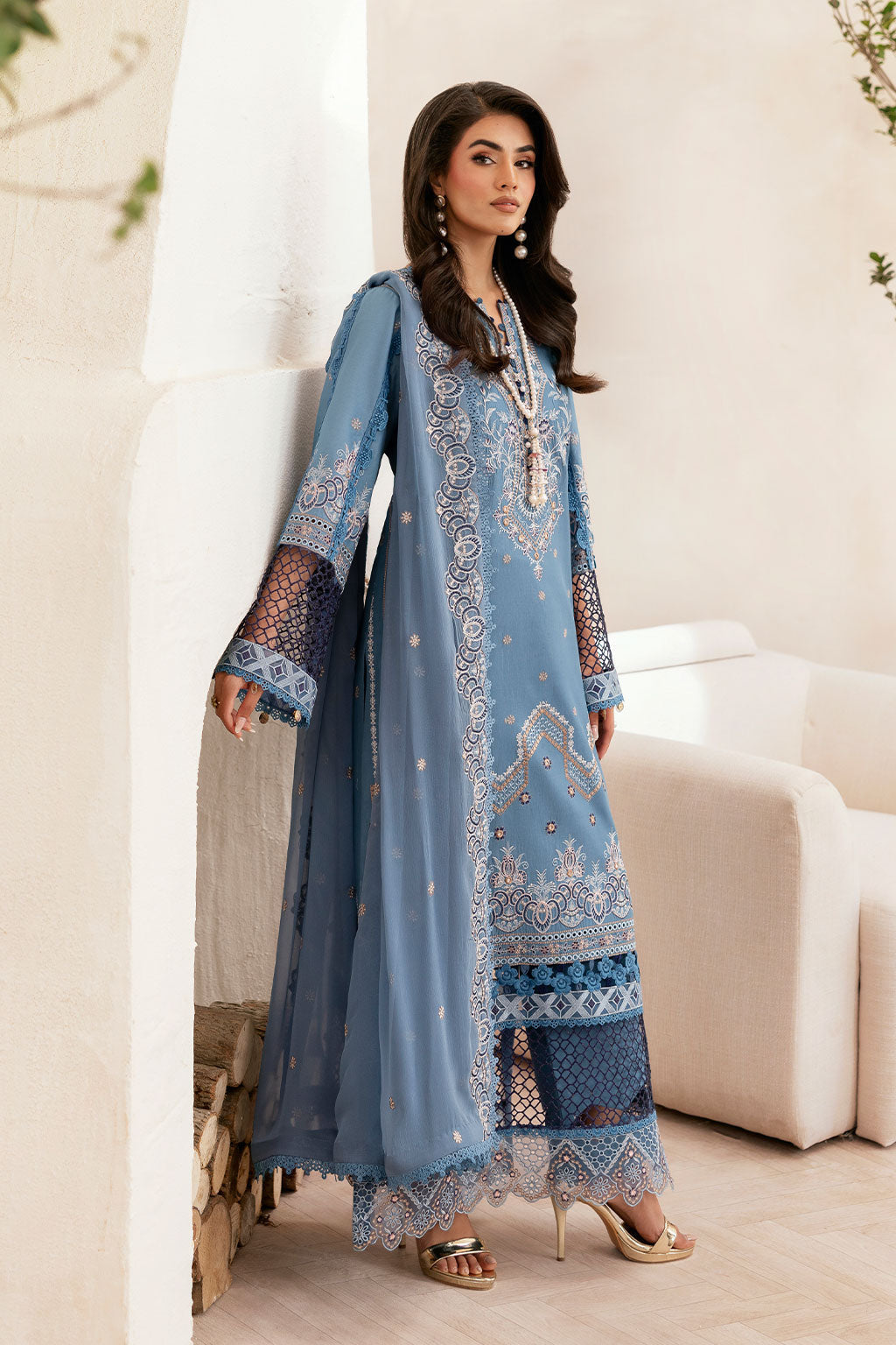 Ramsha | Ghazal Luxury Lawn | G-407 - Luxury Dress - available at Maria Faisal in UK and USA.