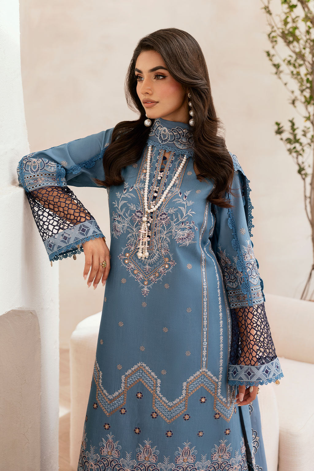 Ramsha | Ghazal Luxury Lawn | G-407 - Luxury Dress - available at Maria Faisal in UK and USA.