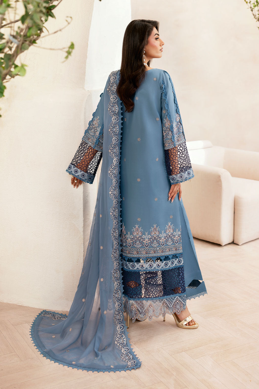 Ramsha | Ghazal Luxury Lawn | G-407 - Luxury Dress - available at Maria Faisal in UK and USA.