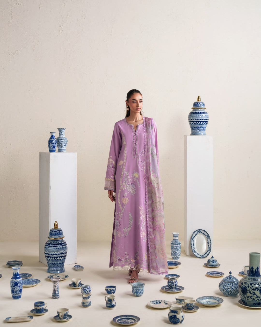 Neeshay | Whispers of Summer Luxury Lawn | EVIE - Luxury Dress - available at Maria Faisal in UK and USA.