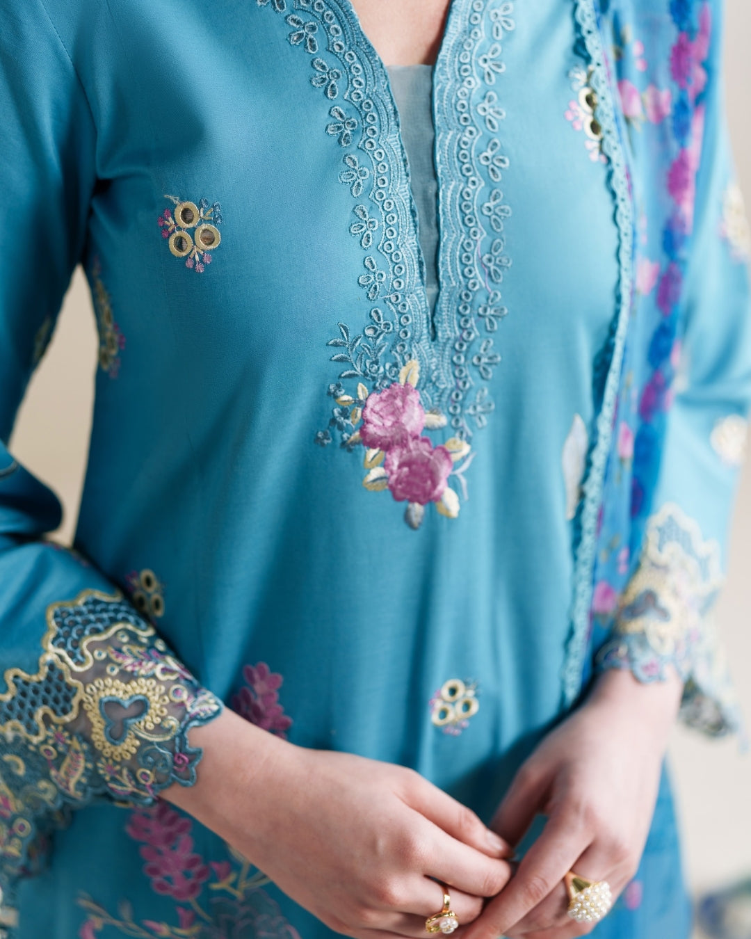 Neeshay | Whispers of Summer Luxury Lawn | SKYLA - Luxury Dress - available at Maria Faisal in UK and USA.