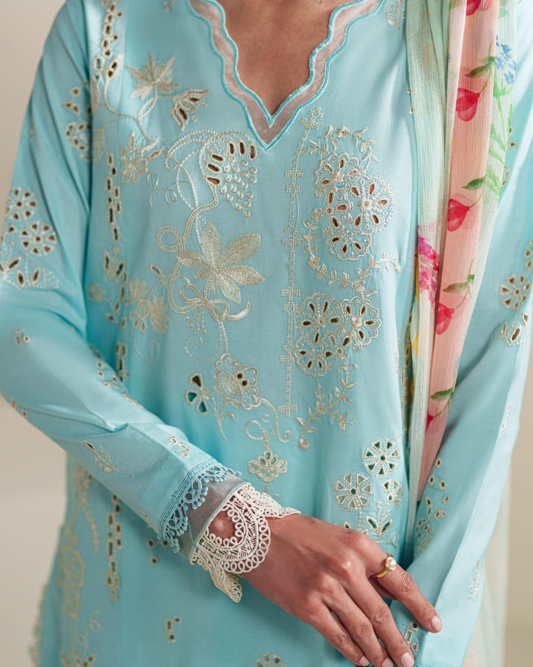 Neeshay | Whispers of Summer Luxury Lawn | SYLVIA - Luxury Dress - available at Maria Faisal in UK and USA.