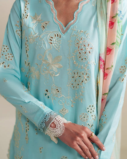 Neeshay | Whispers of Summer Luxury Lawn | SYLVIA - Luxury Dress - available at Maria Faisal in UK and USA.